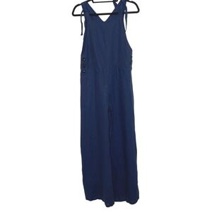 PQ Womens 100% Linen Navy Blue Juniper Jumpsuit XS Relaxed Overalls NWT